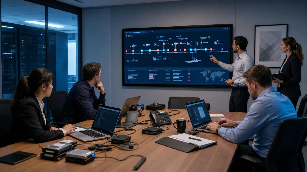 Cybersecurity team planning incident response with hacker tools